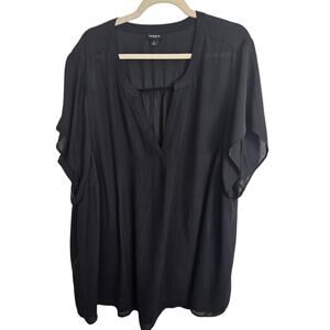 Torrid Top Torrid Blouse V-Neck Blouse Women 5X Black Short Sleeve Blouse